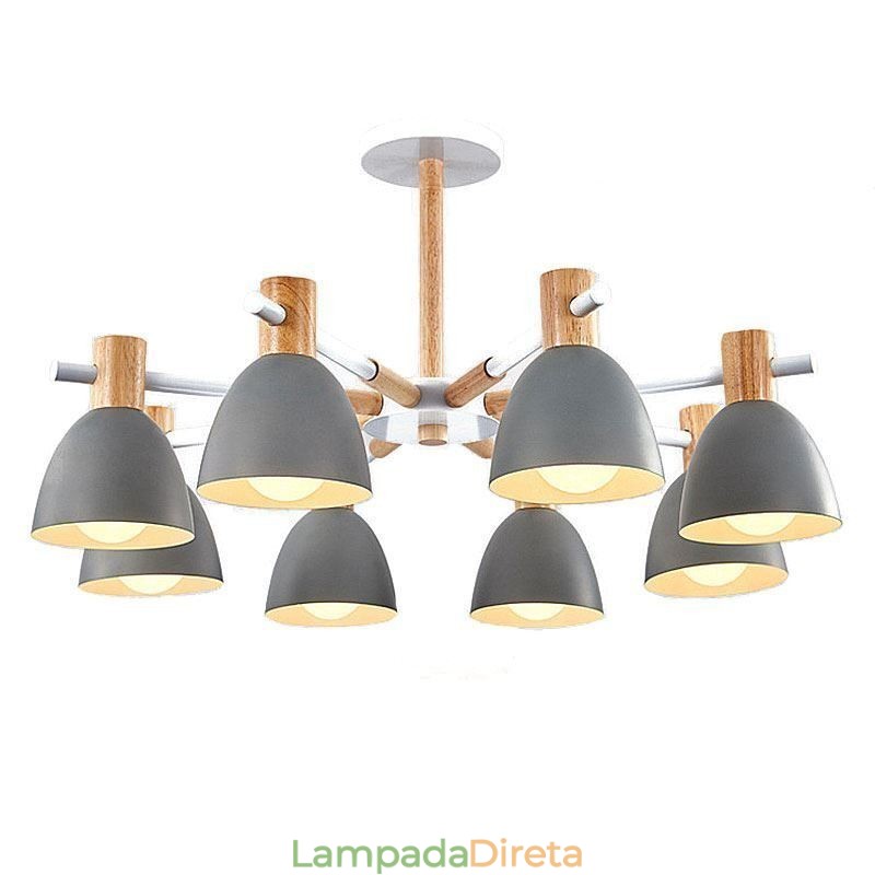 Luminária pendente moderna e simples de macaron Iluminação criativa de madeira