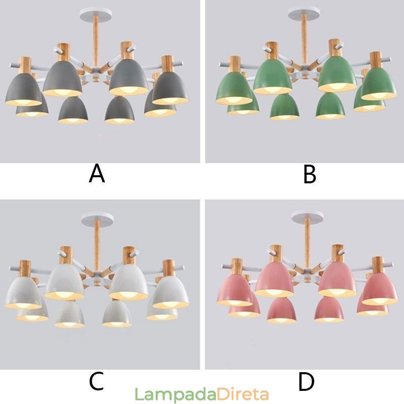 Luminária pendente moderna e simples de macaron Iluminação criativa de madeira