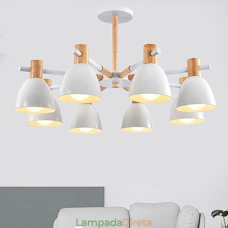 Luminária pendente moderna e simples de macaron Iluminação criativa de madeira