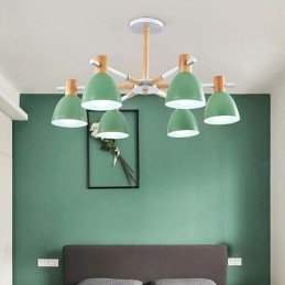 Luminária pendente moderna e simples de macaron Iluminação criativa de madeira