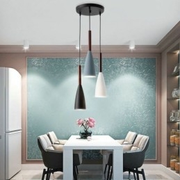 Luminária pendente simples e moderna com três luzes, luminária criativa de alumínio para café