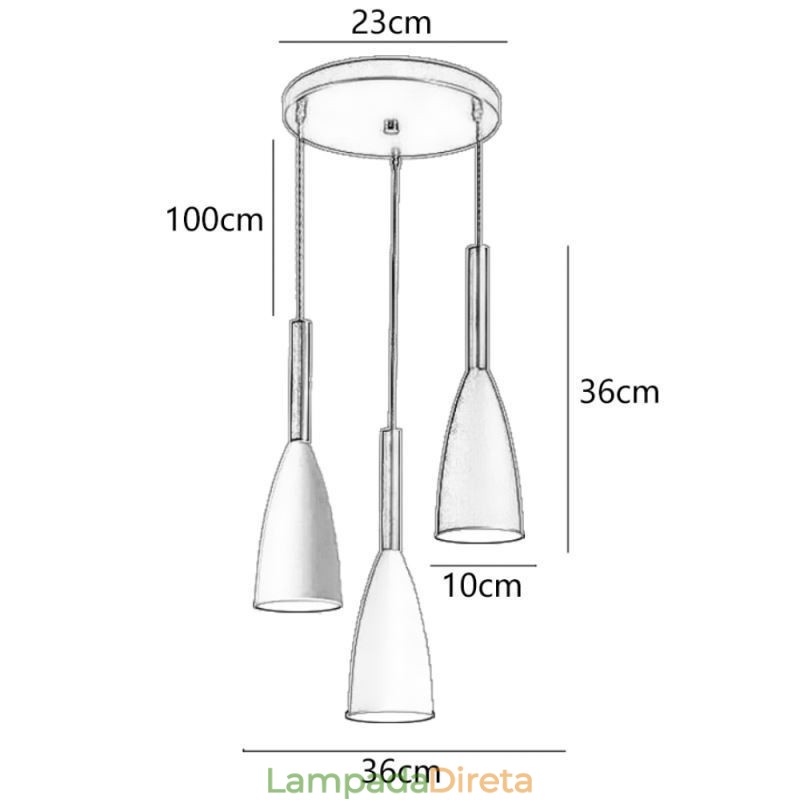Luminária pendente simples e moderna com três luzes, luminária criativa de alumínio para café
