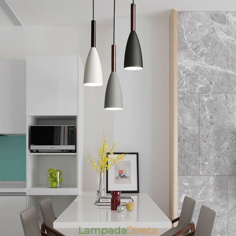 Luminária pendente simples e moderna com três luzes, luminária criativa de alumínio para café