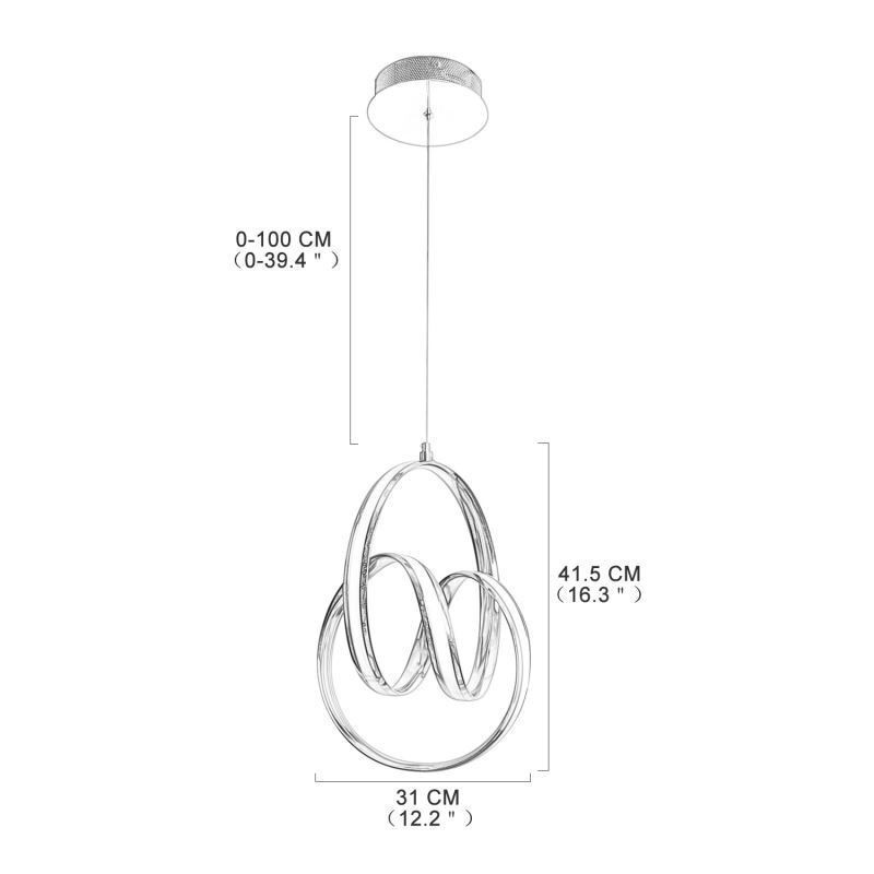 Luminária pendente minimalista moderna com torção circular única e luminária de ilha