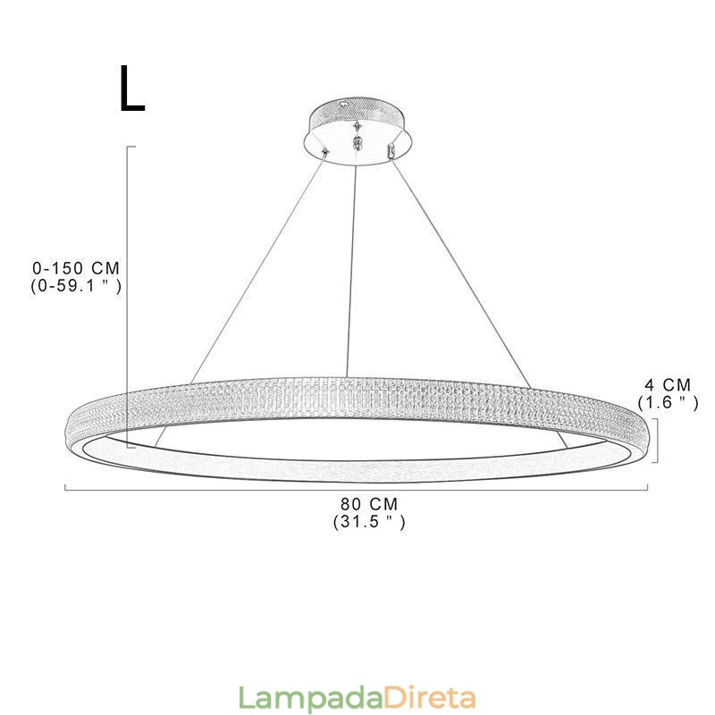 Luminária pendente de anel Luminária minimalista em acrílico