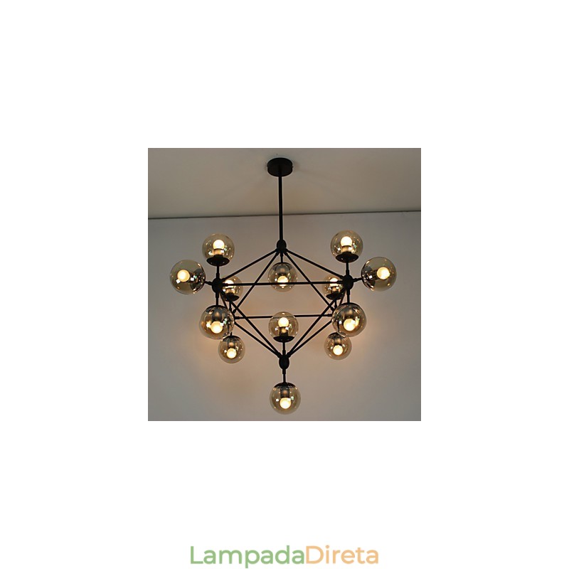Lustre 15 Luzes Bola De Vidro Luzes Retro Ao Ar Livre Garagem Metal