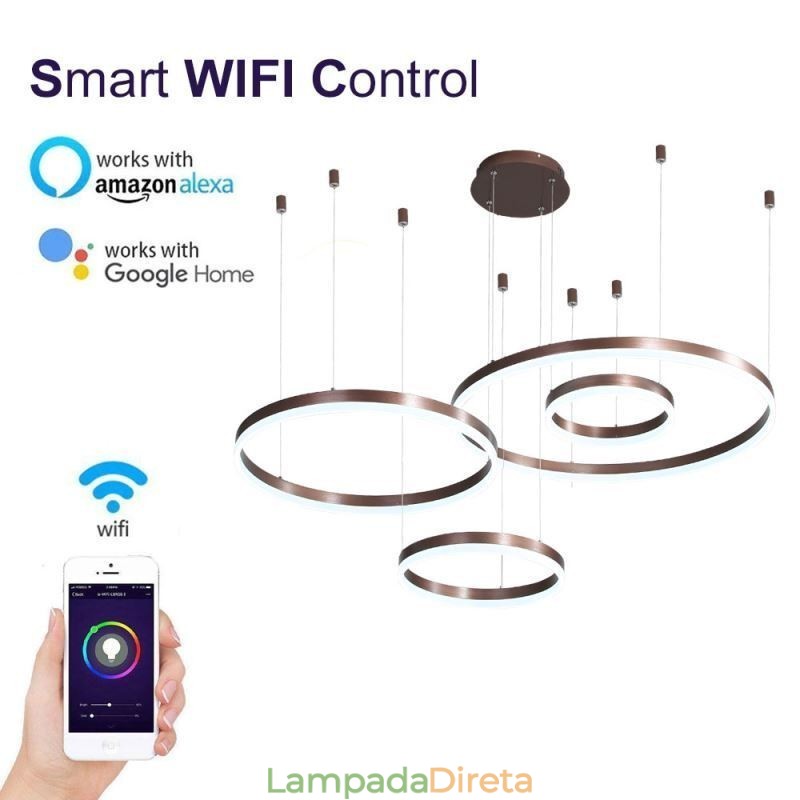 Luminária pendente pós-moderna em acrílico com formato de anel