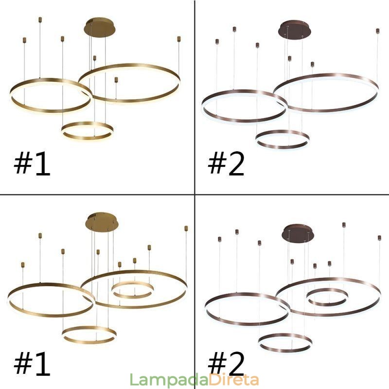 Luminária pendente pós-moderna em acrílico com formato de anel