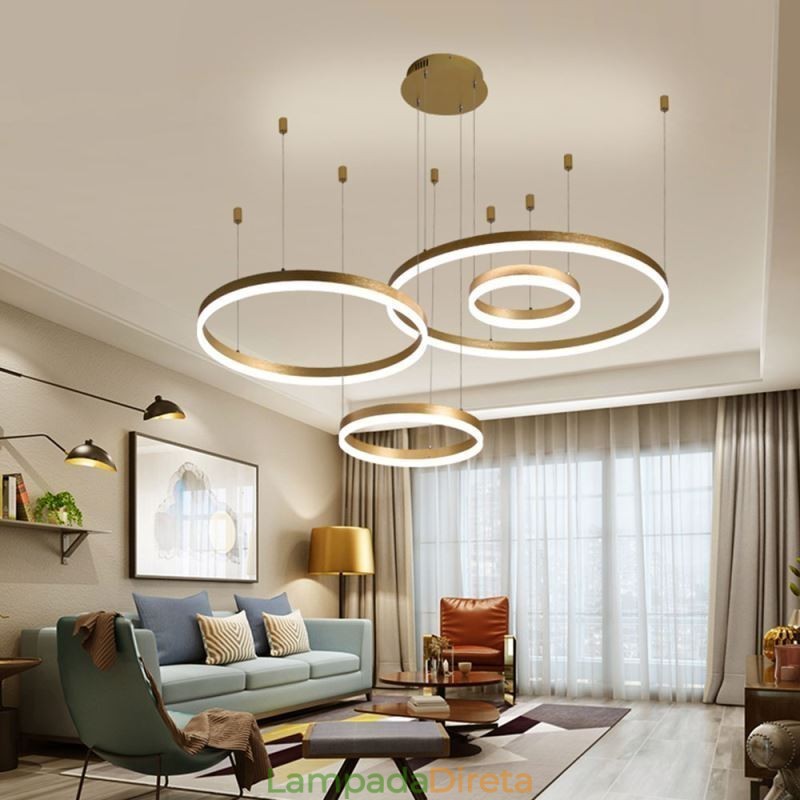Luminária pendente pós-moderna em acrílico com formato de anel