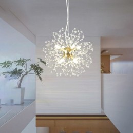 Lustre pendente de cristal dente-de-leão elegante
