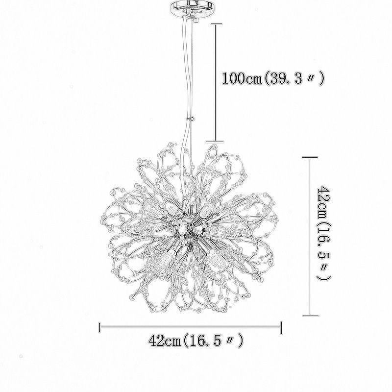 Lustre pendente de cristal dente-de-leão elegante