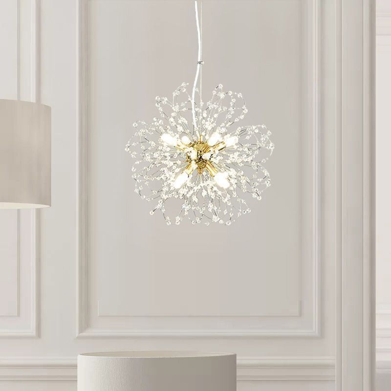 Lustre pendente de cristal dente-de-leão elegante