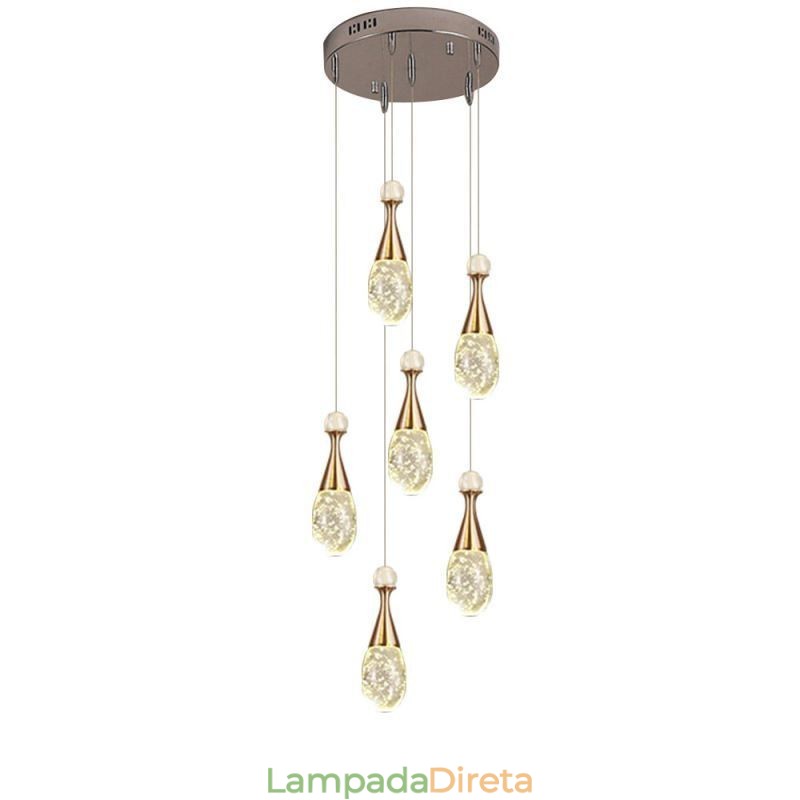 Iluminação pendente de cluster de lágrima de vidro com sementes
