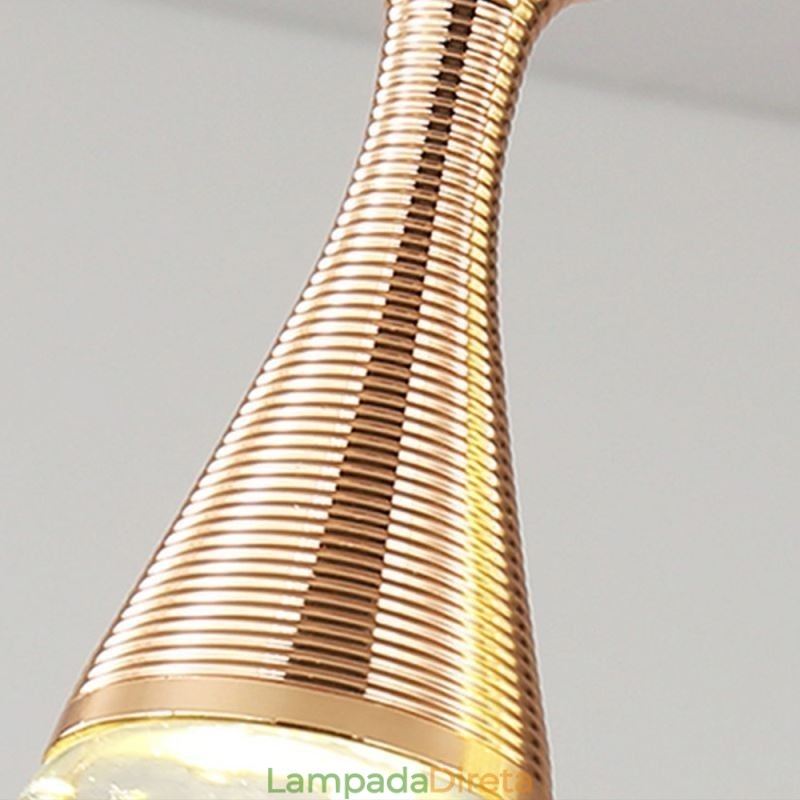 Iluminação pendente de cluster de lágrima de vidro com sementes