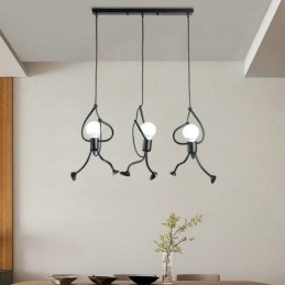 Luminária pendente moderna, criativa, em forma de homenzinho, luminária individual para casa