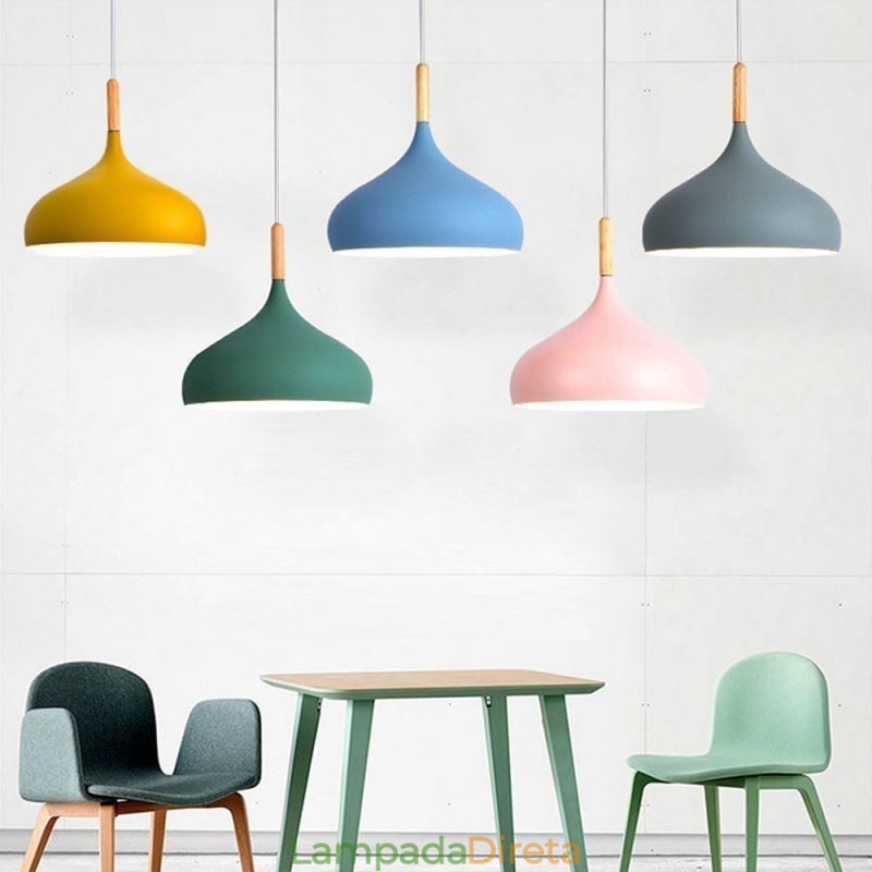 Luminária pendente moderna de alumínio Macaron Lamp Home Luz ajustável
