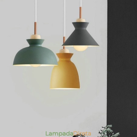 Luminária pendente nórdica cúpula de metal macaron cores lâmpada luz Luminária pendente nórdica cúpula de metal macaron cores lâmpada luz