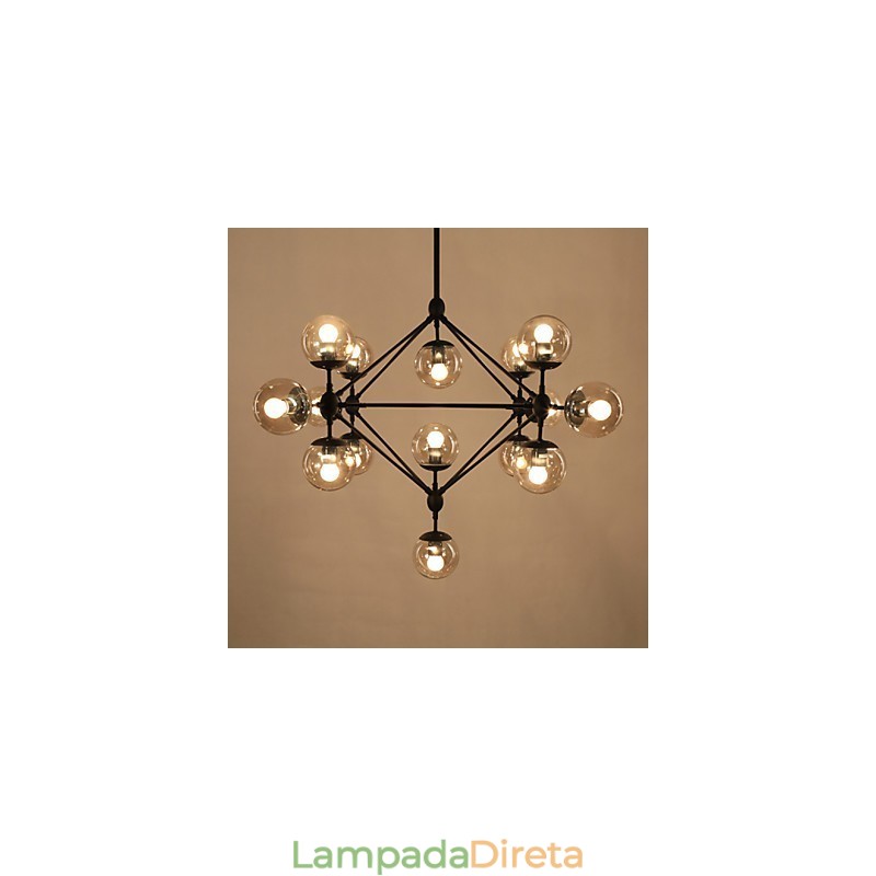 Lustre 15 Luzes Bola De Vidro Luzes Retro Ao Ar Livre Garagem Metal