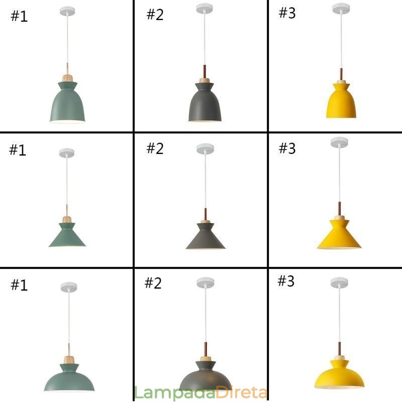 Luminária pendente nórdica cúpula de metal macaron cores lâmpada luz