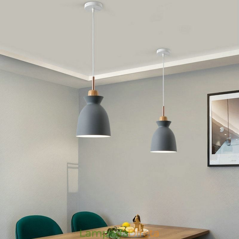 Luminária pendente nórdica cúpula de metal macaron cores lâmpada luz