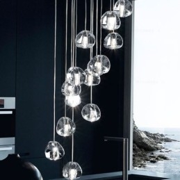 Luminária pendente moderna de cristal, abajur de cristal exclusivo, escada duplex