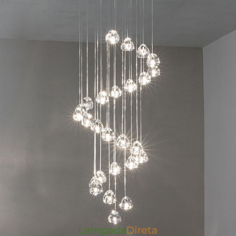 Luminária pendente moderna de cristal, abajur de cristal exclusivo, escada duplex