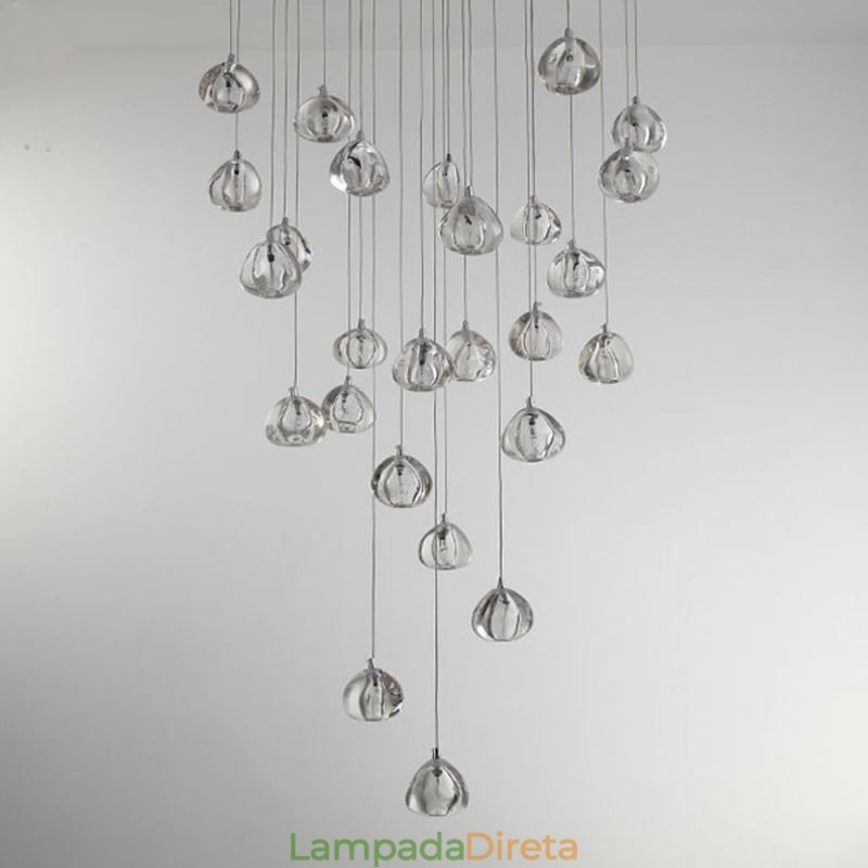 Luminária pendente moderna de cristal, abajur de cristal exclusivo, escada duplex