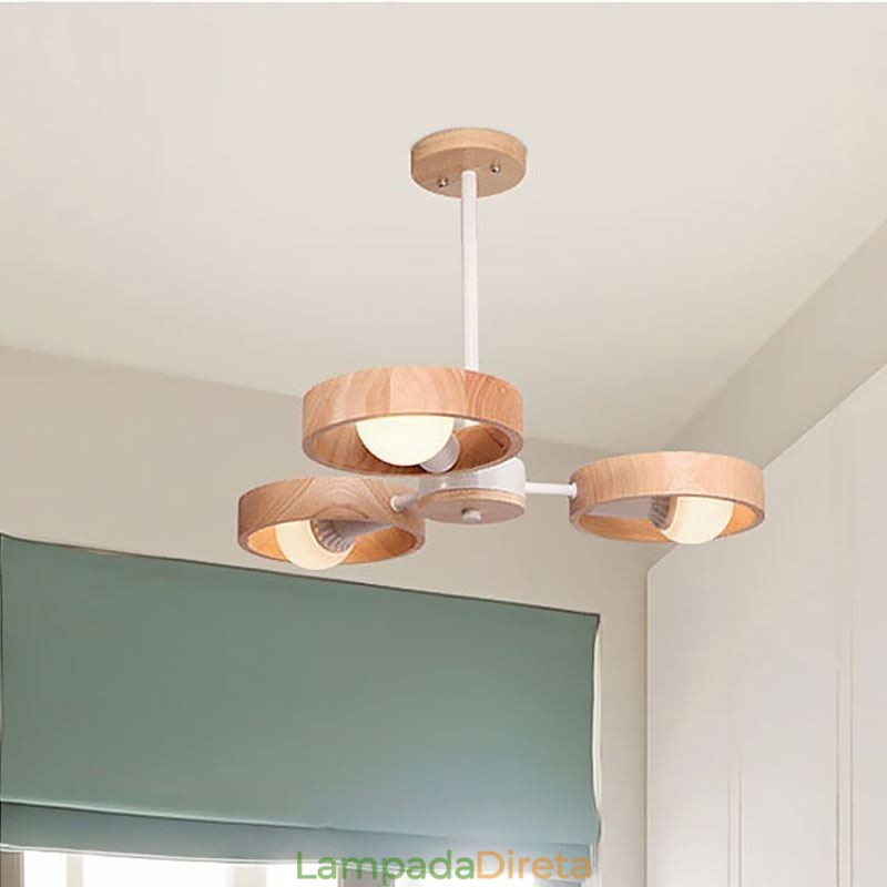 Luminária pendente de madeira única nórdica