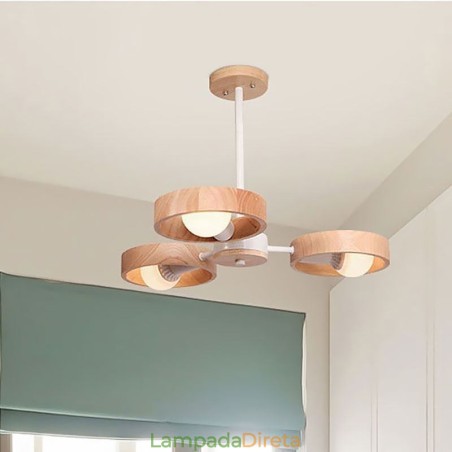 Luminária pendente de madeira única nórdica
