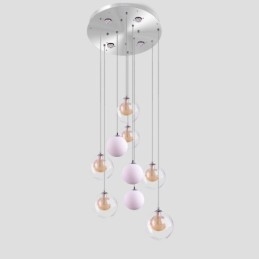 Luminária pendente de vidro Cluster de teto Luz de teto Níquel dourado escovado + Bola de vidro leitoso
