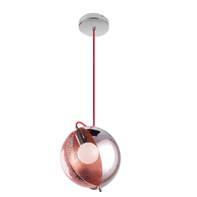 Moderno Rose Gold Pendant Light Half Round Glass Lamp Abajur Luz Decorativa Café