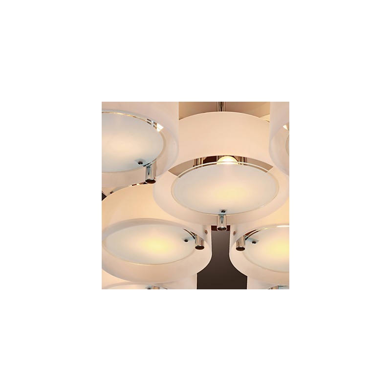 Lustre moderno contemporâneo de metal cromado com montagem embutida