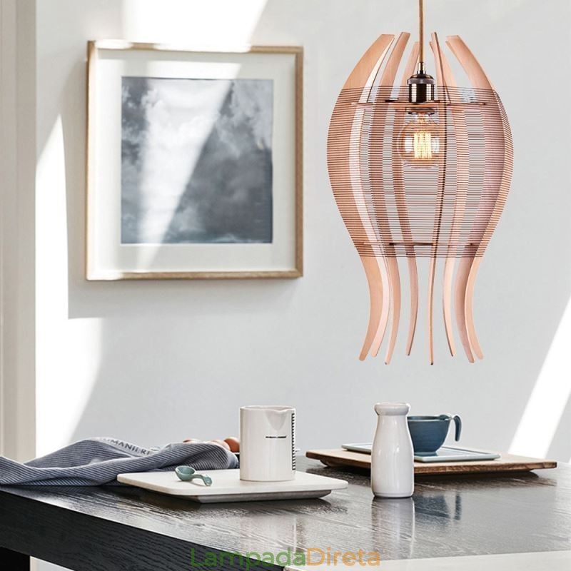 Luminária pendente de madeira estilo nórdico faça você mesmo com peixe