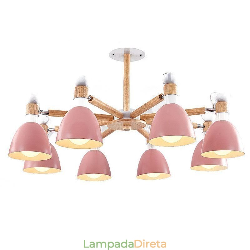 Lustre nórdico Macaron Pendant Light criativo de madeira