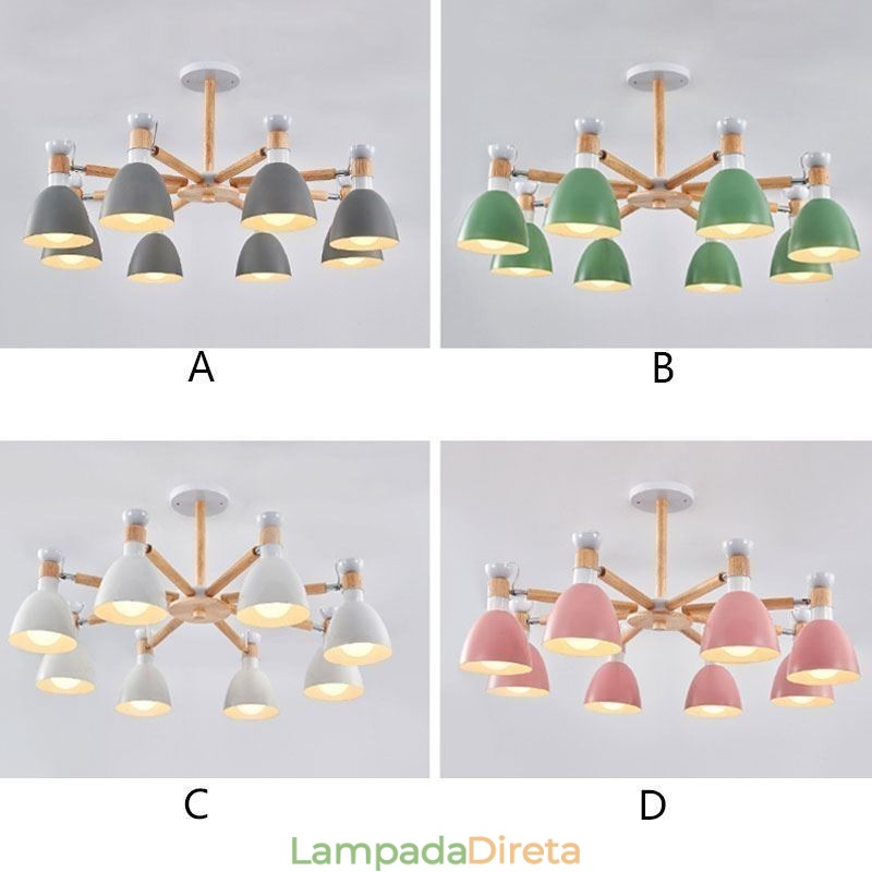Lustre nórdico Macaron Pendant Light criativo de madeira