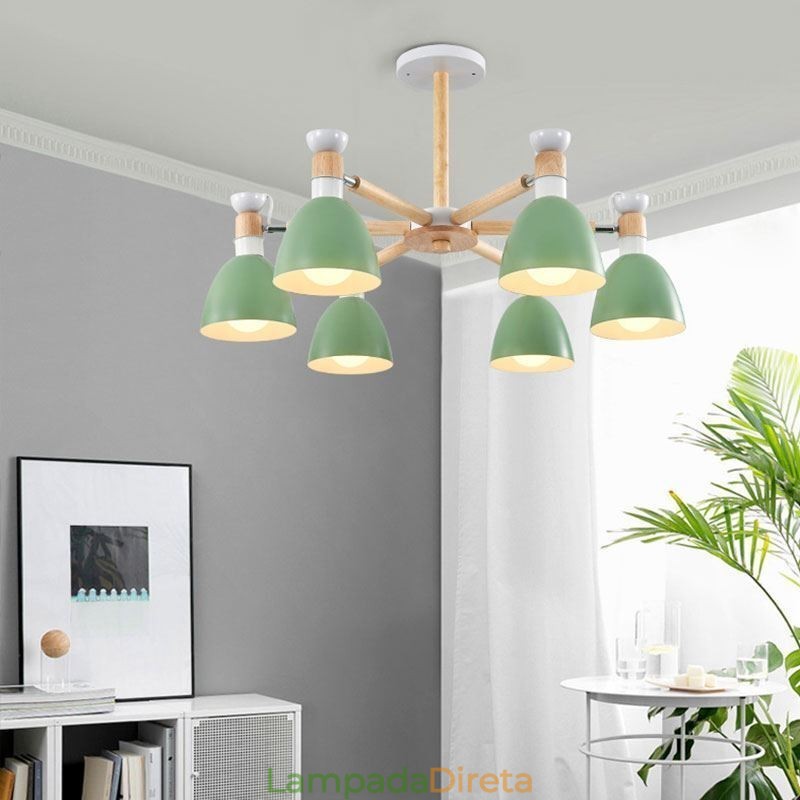 Lustre nórdico Macaron Pendant Light criativo de madeira
