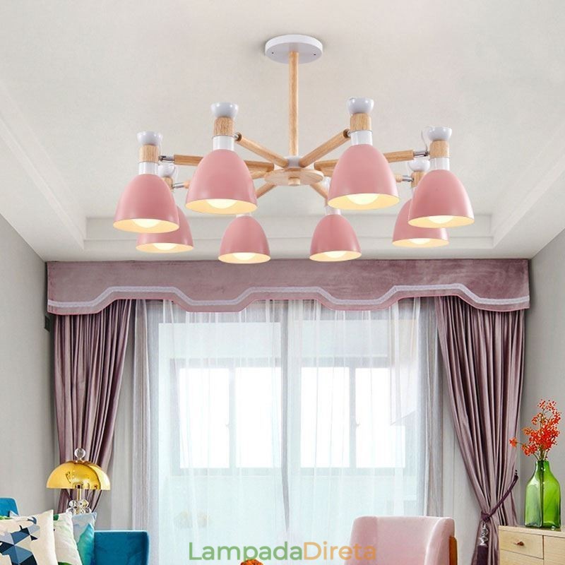 Lustre nórdico Macaron Pendant Light criativo de madeira