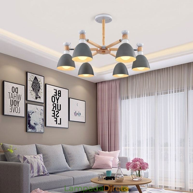 Lustre nórdico Macaron Pendant Light criativo de madeira