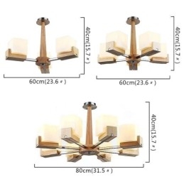 Lustre nórdico de madeira com abajur de vidro e luminária pendente