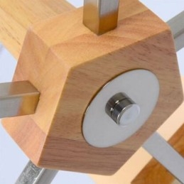 Lustre nórdico de madeira com abajur de vidro e luminária pendente