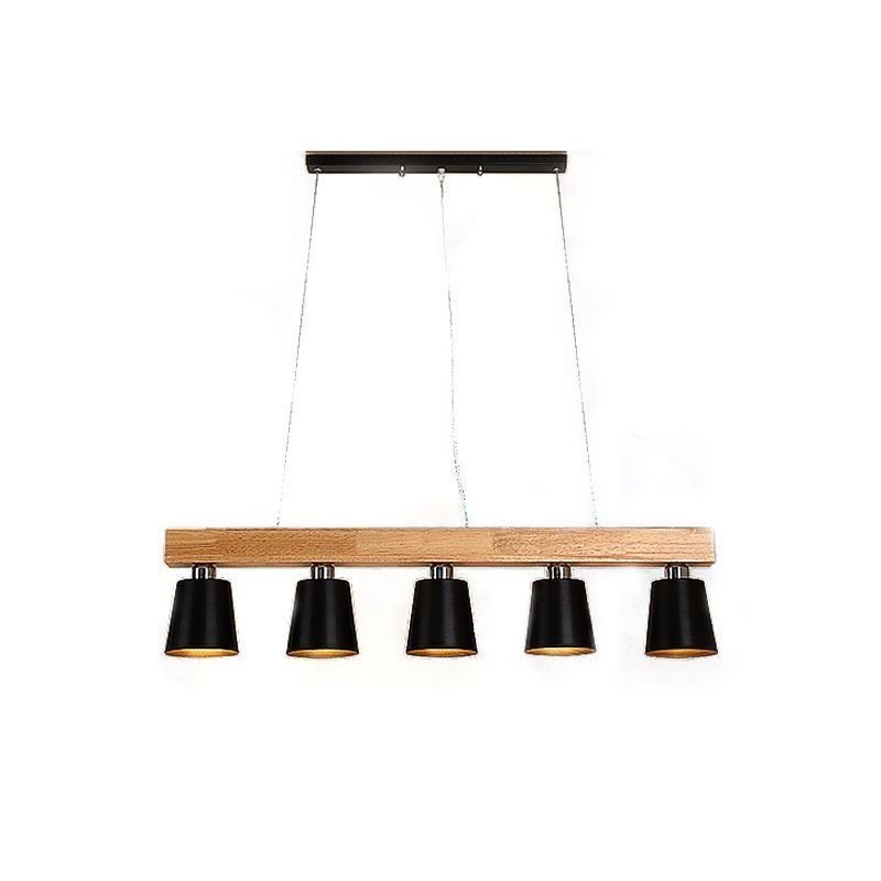 Lustre nórdico de madeira, luminária pendente única e reta, café