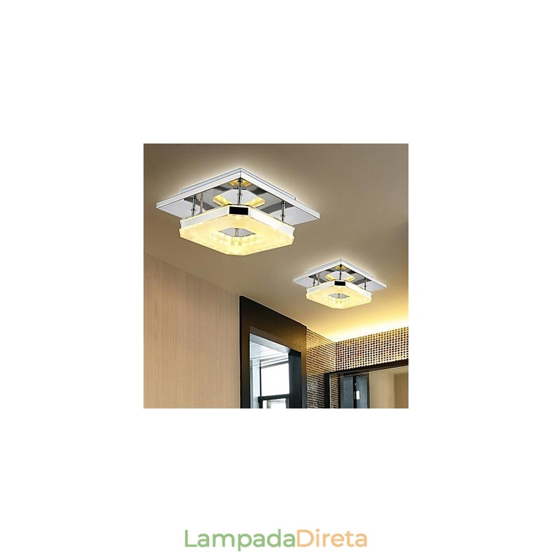 Acrílico Flush Mount 1 luz Moderno Acrílico Galvanoplastia Aço Inoxidável