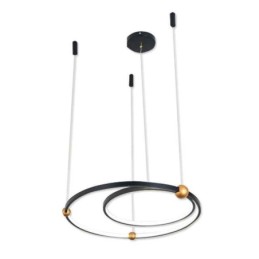 Luminária pendente circular preta 2 anéis