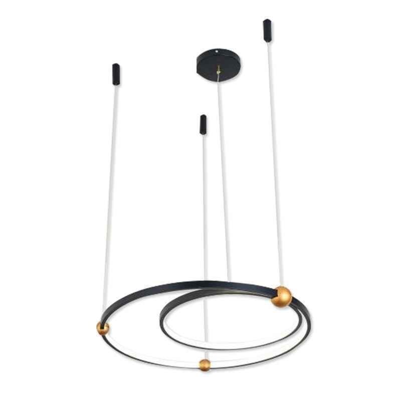 Luminária pendente circular preta 2 anéis