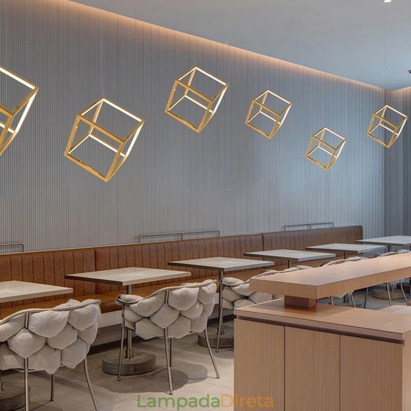 Luminária pendente pós-moderna geométrica dourada