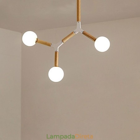 Luminária pendente nórdica Magic Bean Iluminação criativa de madeira Luminária pendente nórdica Magic Bean Iluminação criativa de madeira