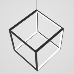 Luminária pendente preta iluminação cubo geométrico