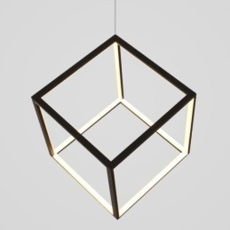Luminária pendente preta iluminação cubo geométrico