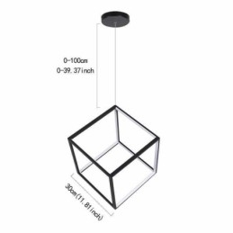 Luminária pendente preta iluminação cubo geométrico
