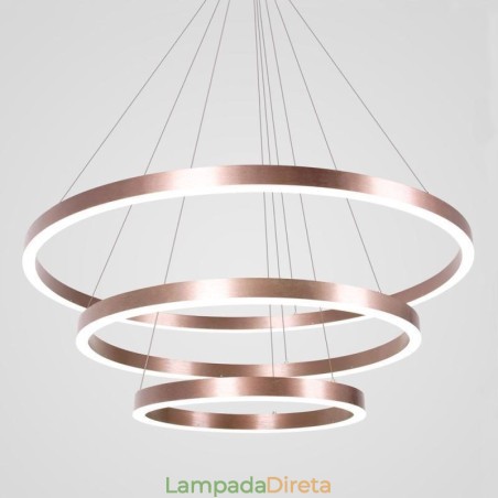 Luminária pendente desenho artesanato 3 anéis lâmpada 80+60+40cm Luminária pendente desenho artesanato 3 anéis lâmpada 80+60+40cm